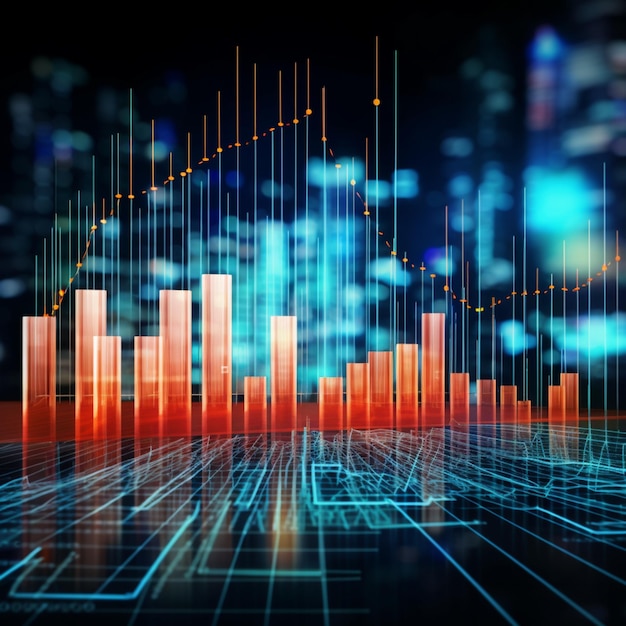 Graphique des données commerciales, graphique de la croissance et graphique du rapport financier