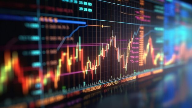 Graphique du marché boursier sur l'écran de l'ordinateur