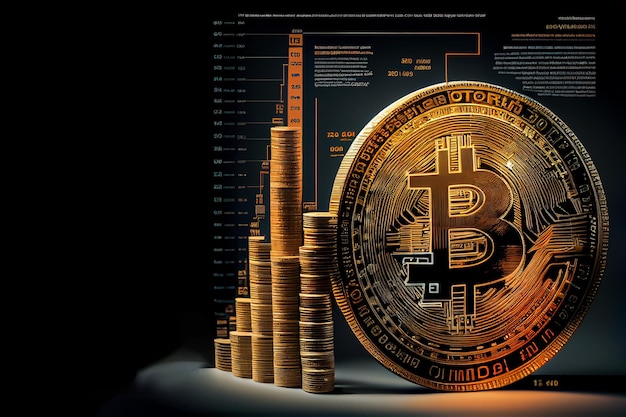 Graphique du taux de change Bitcoin composé de pièces d'or AI générative