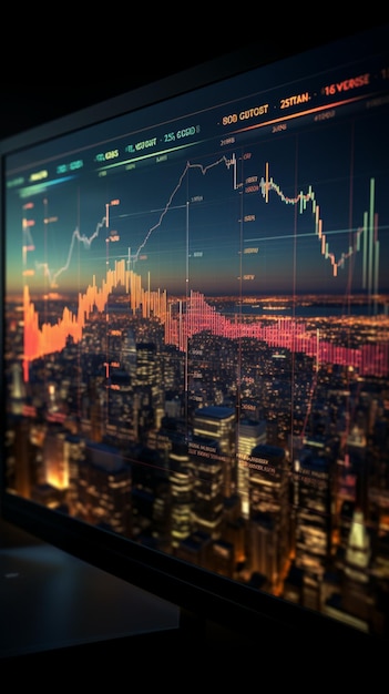 Graphique dynamique à l'écran intitulé financier, transmettant des informations en temps réel sur les tendances économiques Vertica