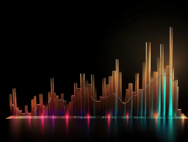 Graphique économique et boursier graphique financier sur un fond noir concept de marché commercial IA générative