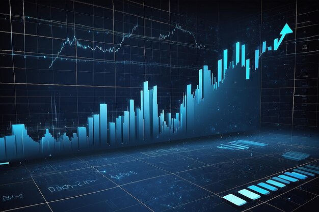 Graphique économique avec des diagrammes sur le marché boursier pour les concepts et les rapports commerciaux et financiers abstract fond vectoriel bleu