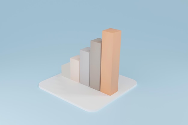 Graphique d'entreprise ou diagramme à barres. Entreprise de croissance et concept financier. rendu 3D.