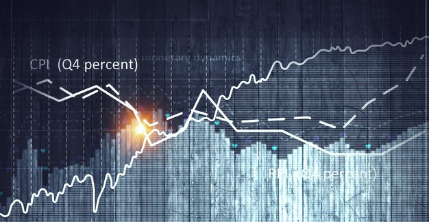 Graphique d'entreprise et moniteur commercial. Technique mixte