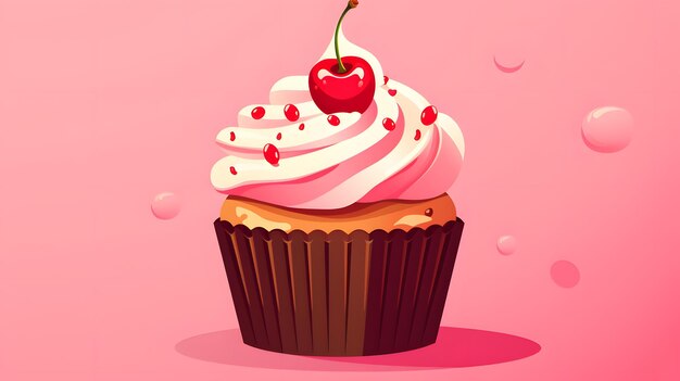 Graphique fantaisiste d'un cupcake avec une cerise sur le dessus