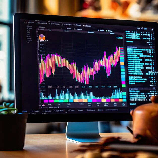 Graphique financier du marché boursier sur écran d'ordinateur concept d'affaires et d'investissement