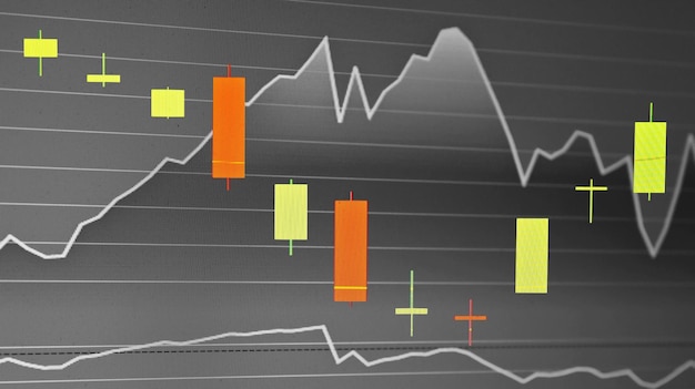graphique financier sur l'écran numérique graphique des données du marché boursier sur l'échelle numérique