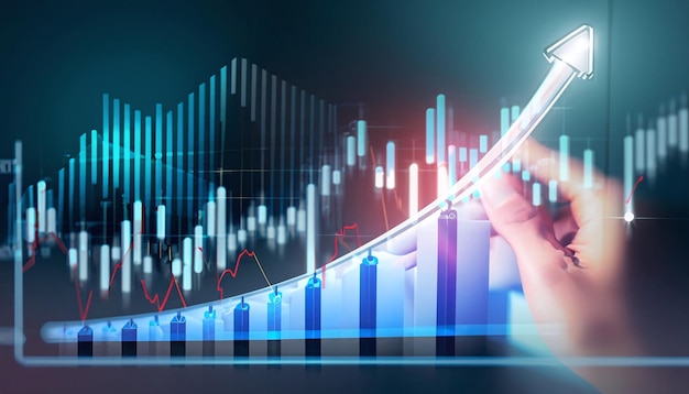 Graphique financier d'investissement et graphique de croissance financière des échanges