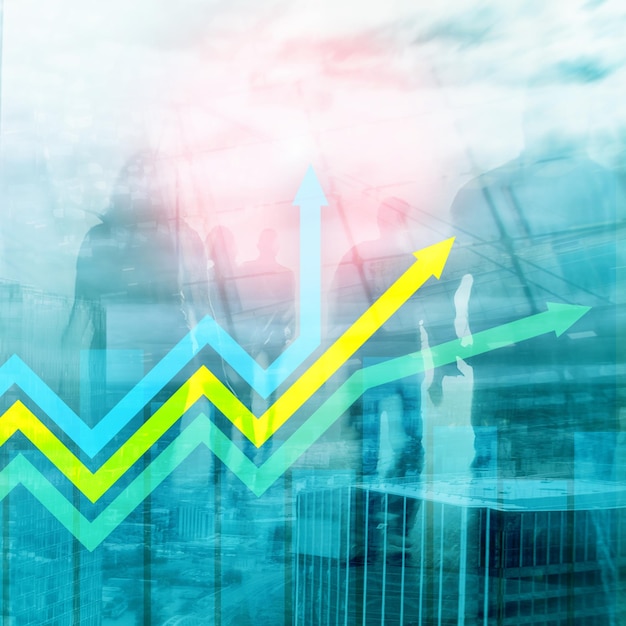 Graphique des flèches de croissance financière Concept d'investissement et de négociation