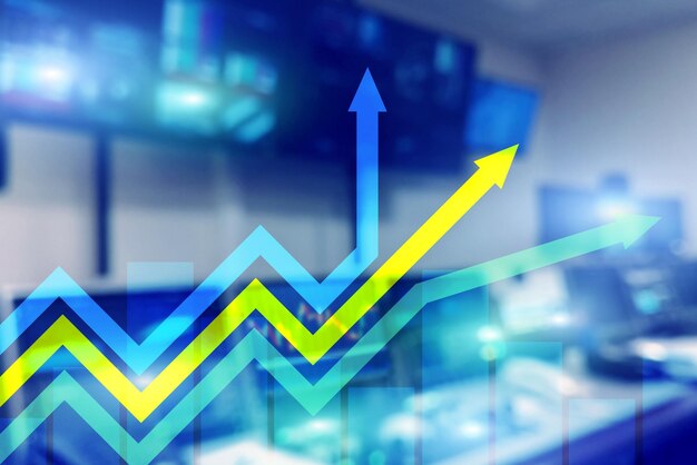 Graphique des flèches de croissance financière Concept d'investissement et de négociation