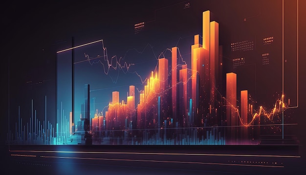 Graphique de fond abstrait marché boursier IA générative
