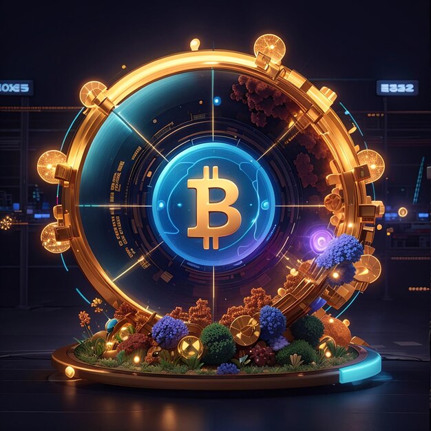 Graphique graphique de la crypto-monnaie 3d etherium nft