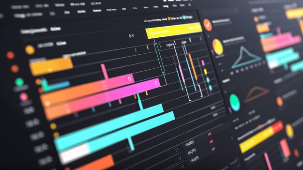 un graphique d'un homme travaillant sur un ordinateur avec un tableau montrant l'heure de 1 30