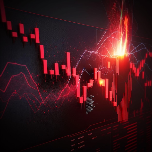 Un graphique à lignes rouges avec le mot stock dessus