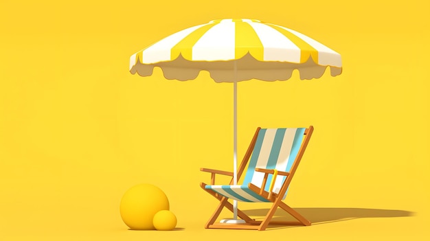 Graphique minimaliste d'une chaise de plage et d'un parasol