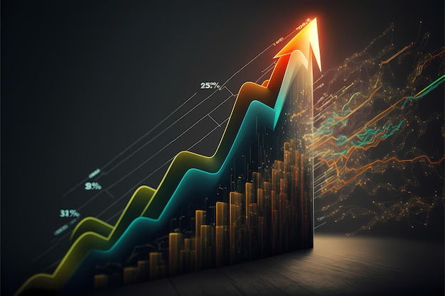 graphique montrant une tendance à la hausse constante représentant l'idée de croissance et de réussite financière