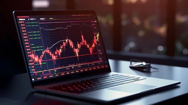 Graphique de négociation forex sur l'ordinateur portable