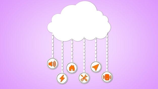 Graphique de nuage avec des icônes représentant des éclairs de feu et des panneaux d'avertissement accrochés