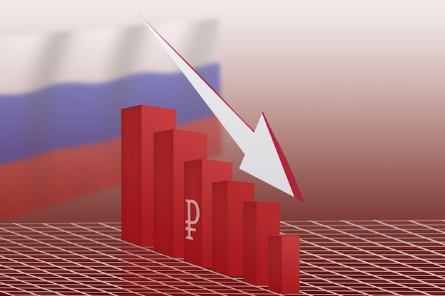 Le graphique des roubles tombe dans le contexte du drapeau russe