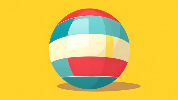 Graphique saisissant d'un ballon de plage avec des rayures colorées