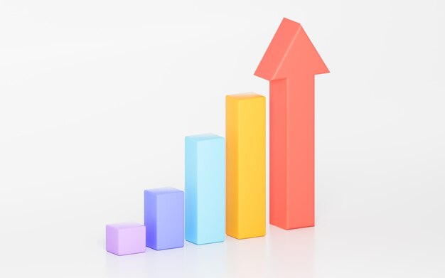 Graphique de statistiques d'entreprise rendu 3d