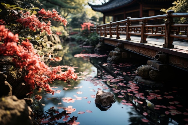 Photo graphique sur le thème des scènes inspirées de la nature créez un jardin japonais serein