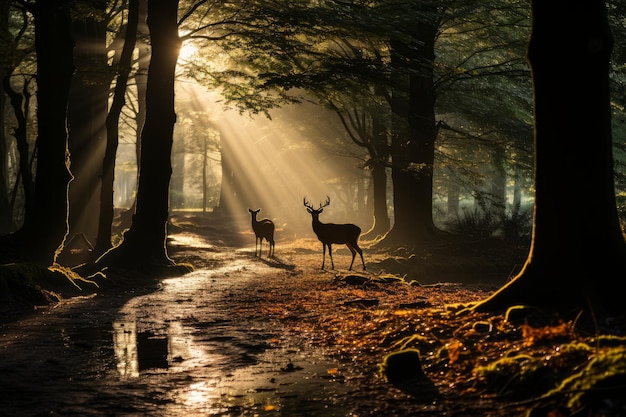 Graphique sur le thème des scènes inspirées de la nature Illustrer une clairière de forêt calme