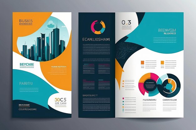 Graphique vectoriel design élégant de brochure d'affaires pour votre entreprise dans des couleurs vives