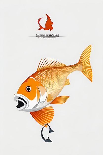 Photo un graphique vectoriel d'un poisson carpe avec un hameçon la conception a un logo photo poisson saumon sautant