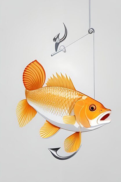 Photo un graphique vectoriel d'un poisson carpe avec un hameçon la conception a un logo photo poisson saumon sautant