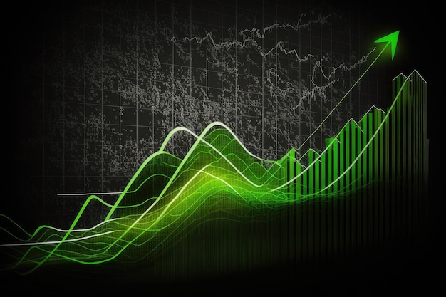 Un graphique vert tendance à la hausse représentant la croissance financière et le succès