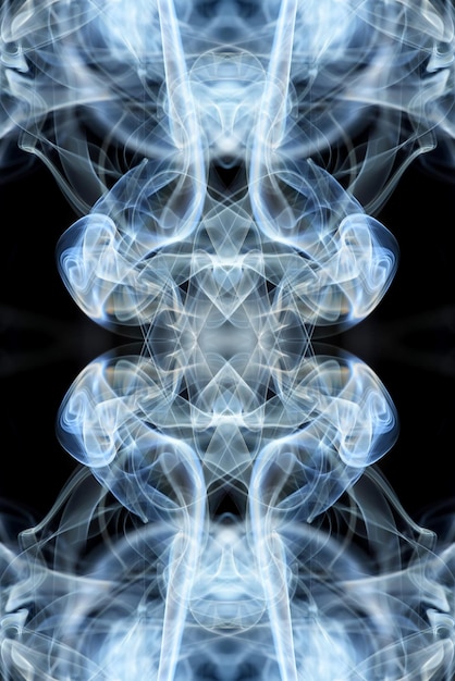 Graphiques abstraits symbole de réflexion fractale bleu noir, fond de méditation d'effet de conception