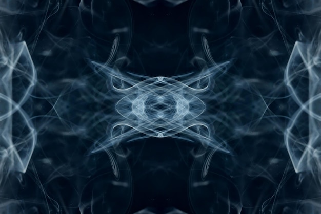 Graphiques abstraits symbole de réflexion fractale bleu noir, fond de méditation d'effet de conception