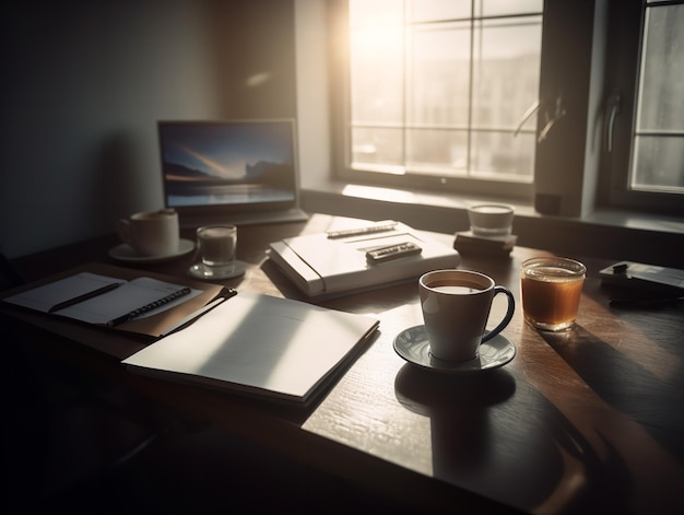 Photo graphiques et café analyse financière tôt le matin