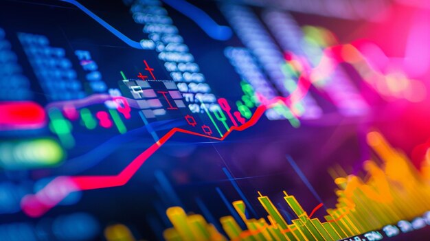 Des graphiques colorés sur l'écran d'ordinateur