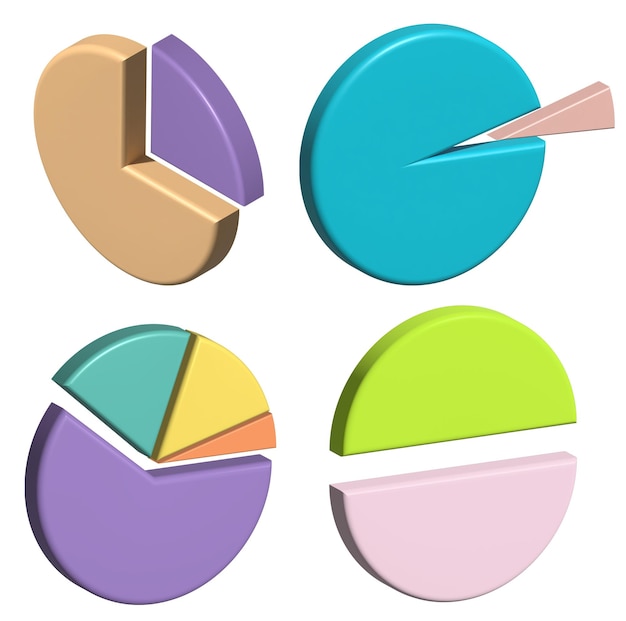 Graphiques de données volumétriques rondes sur fond isolé illustration de rendu 3D