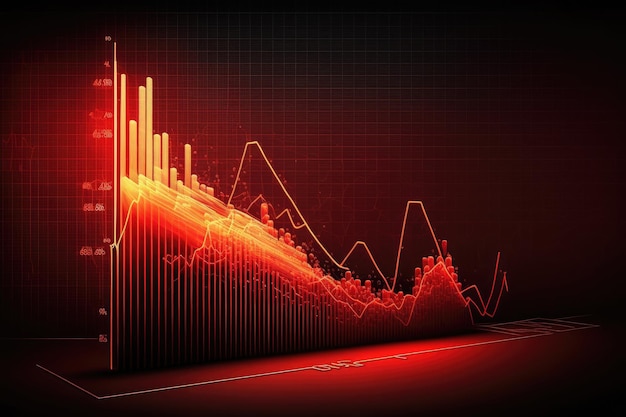 Graphiques financiers du marché commercial et diagramme de lignes lumineuses sur l'art généré par l'IA du réseau neuronal numérique