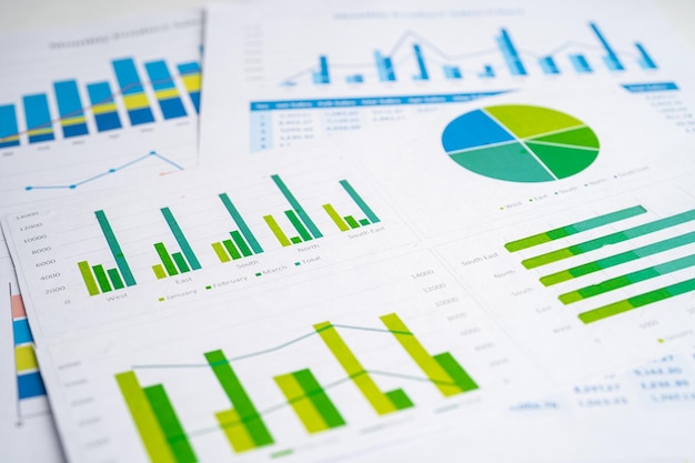 Graphiques Papier millimétré. Développement financier, Compte bancaire, Statistiques, Économie des données de recherche analytique sur l'investissement, Bourse Concept de réunion d'entreprise de bureau d'affaires.