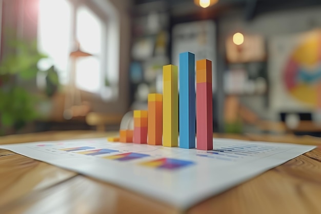 Les graphiques qui sont des modèles 3D sont à l'intérieur du bureau montrent le solde financier