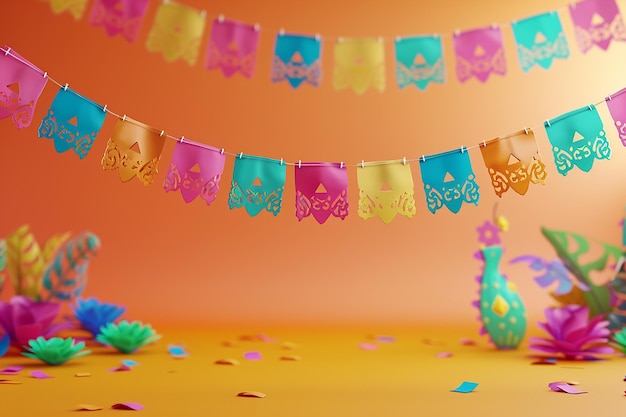 Les graphismes 3D de la célébration du Cinco de Mayo pour l'arrière-plan