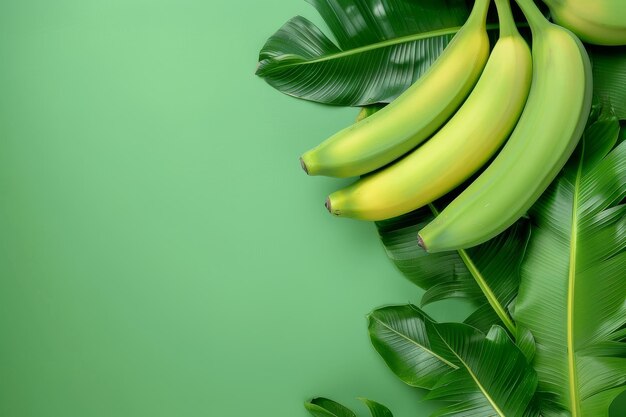 Photo une grappe de bananes sur des feuilles vertes