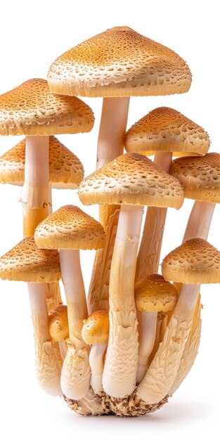 Photo une grappe de champignons bruns isolée sur un fond blanc