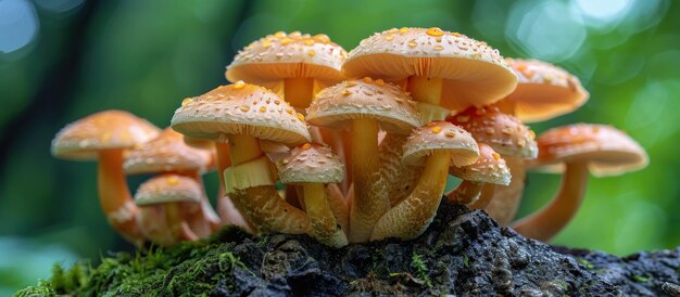 Photo une grappe de champignons sur la souche d'un arbre