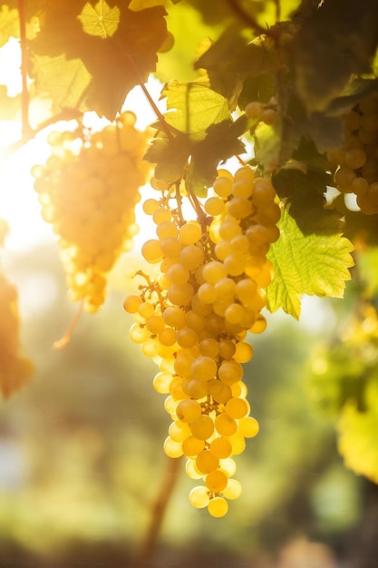 Une grappe de raisin accrochée à une vigne