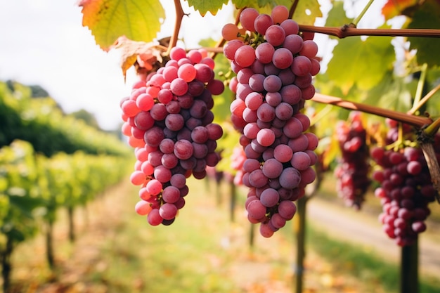 Une grappe de raisin dans un vignoble