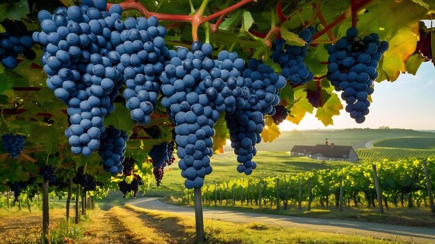 Une grappe de raisin dans un vignoble