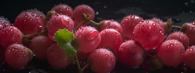 Une grappe de raisin avec des gouttelettes d'eau dessus