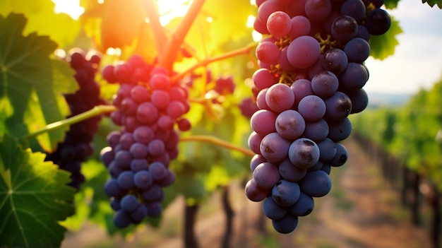 grappe de raisin rouge dans le vignoble