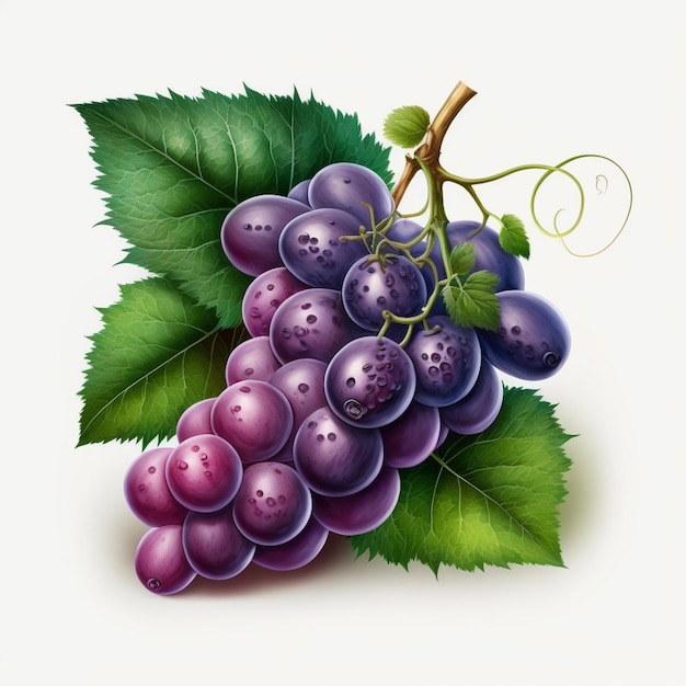 Grappe de raisin rouge violet isolé sur fond blanc