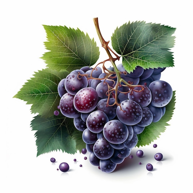 Grappe de raisin rouge violet isolé sur fond blanc